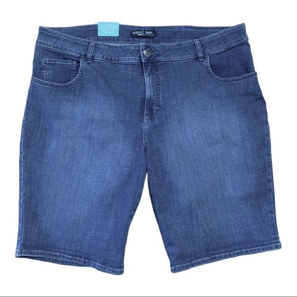 NWT Riders By Lee blue denim stretch Jean Bermuda shorts Womens Sz 22W - Picture 1 of 9
